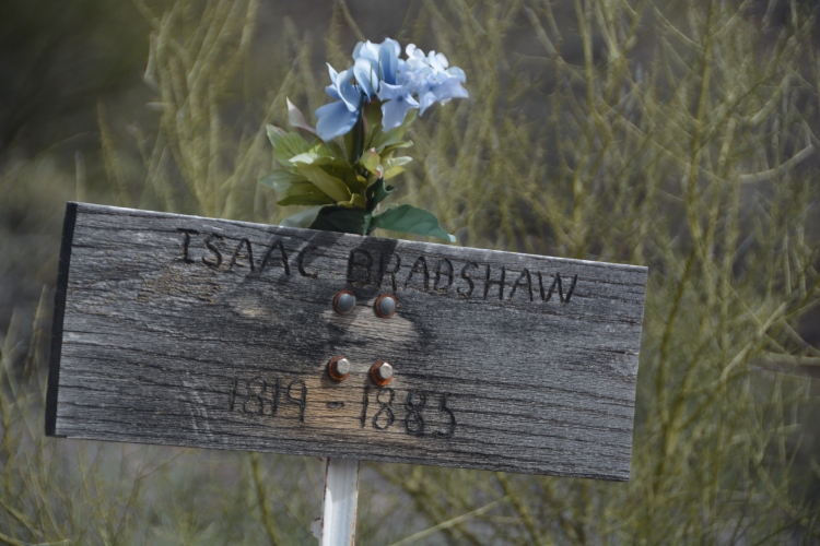 tombstone sign for Isaac Bradshaw 